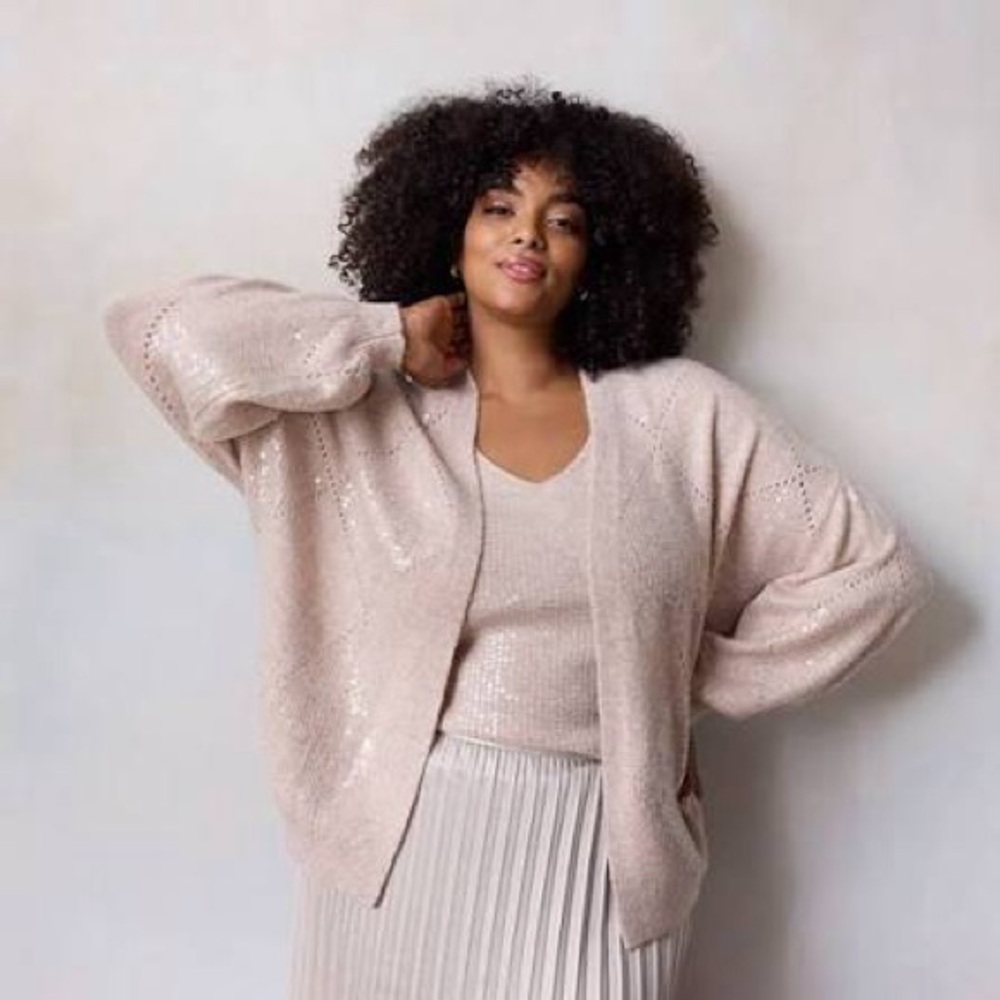 LC Lauren Conrad Sparkling Beige Cardigan